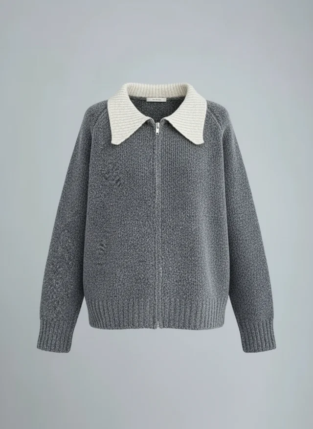 Cardigan zippé femme en maille douce automne-hiver