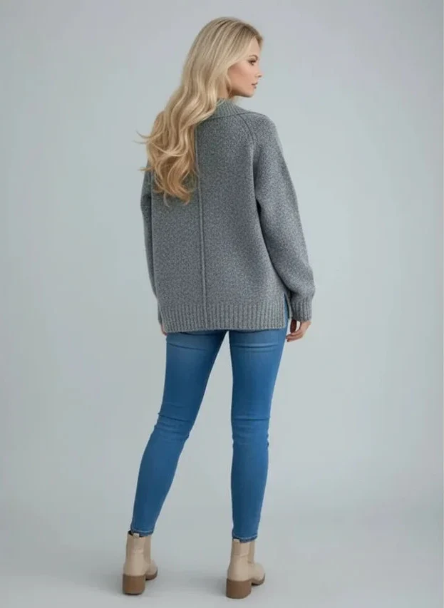 Cardigan zippé femme en maille douce automne-hiver