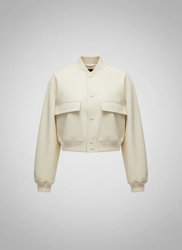 Veste Bomber Vintage Chic à Poches et Manches Longues