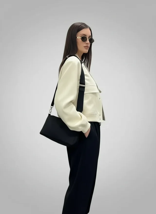 Veste Bomber Vintage Chic à Poches et Manches Longues