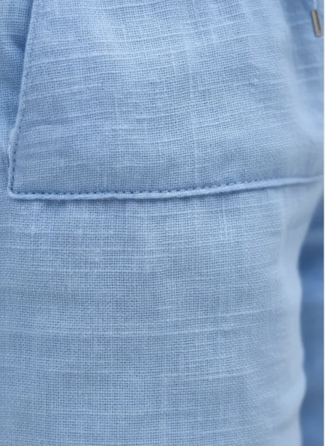 Pantalon Été Taille Haute en Coton et Lin Léger Femme