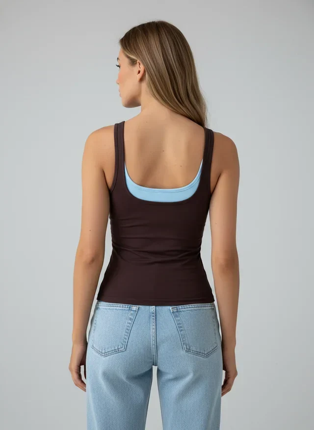 Top Débardeur Patchwork Ajusté Sans Manches