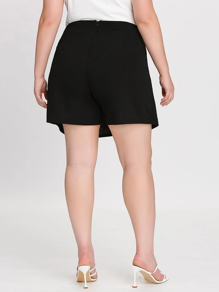 Solid Slit Skirt Short