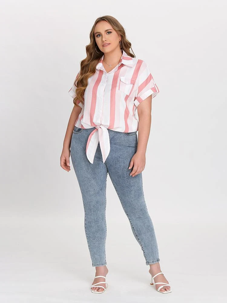 Stripe Knot Chest Pocket Shirt