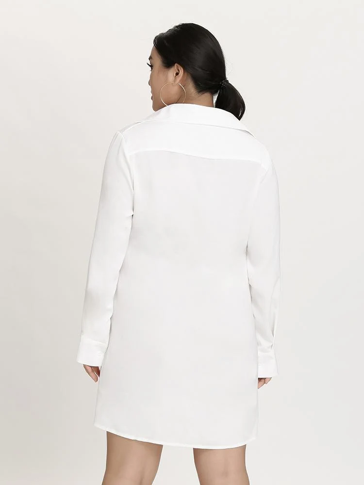 Plugging Solid Shirt Dress