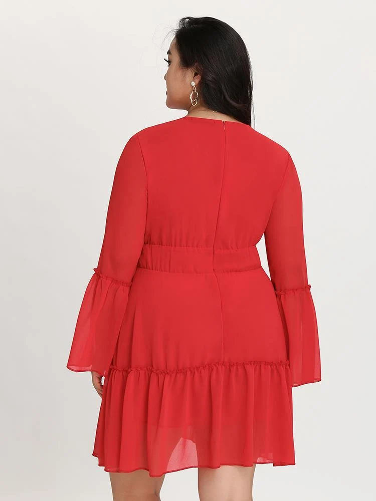 Chiffon Plugging Ruffle Dress