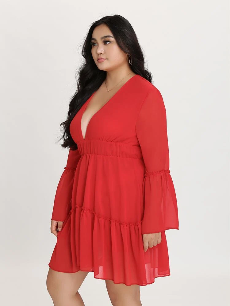 Chiffon Plugging Ruffle Dress