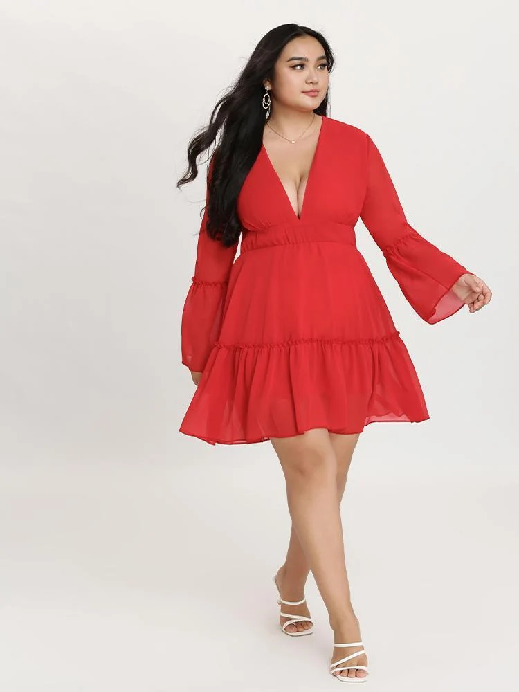 Chiffon Plugging Ruffle Dress