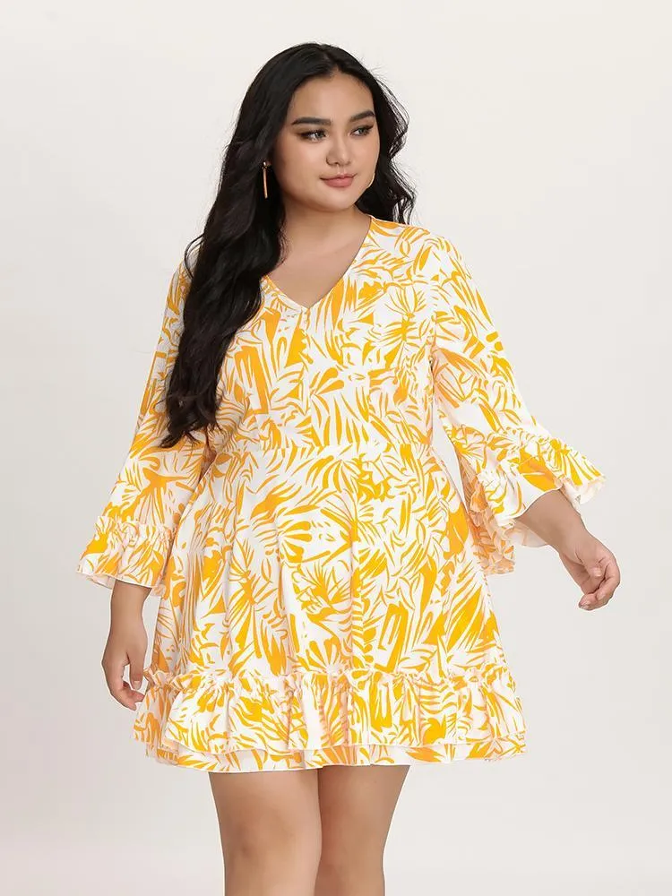 Bell Sleeve Trim Dress