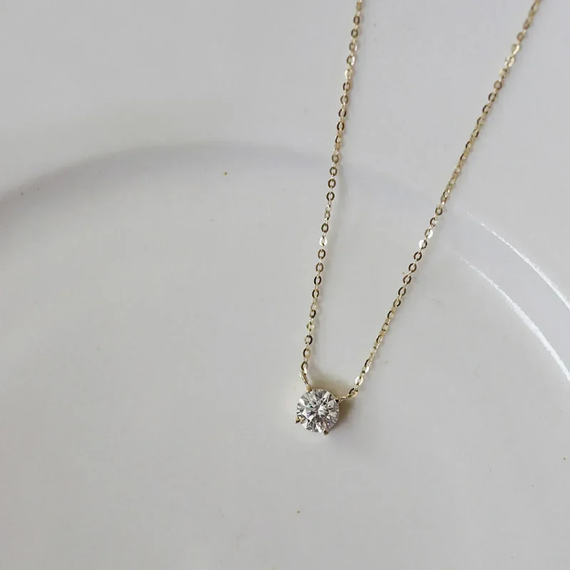 Collier en argent sterling plaqué or avec zircon