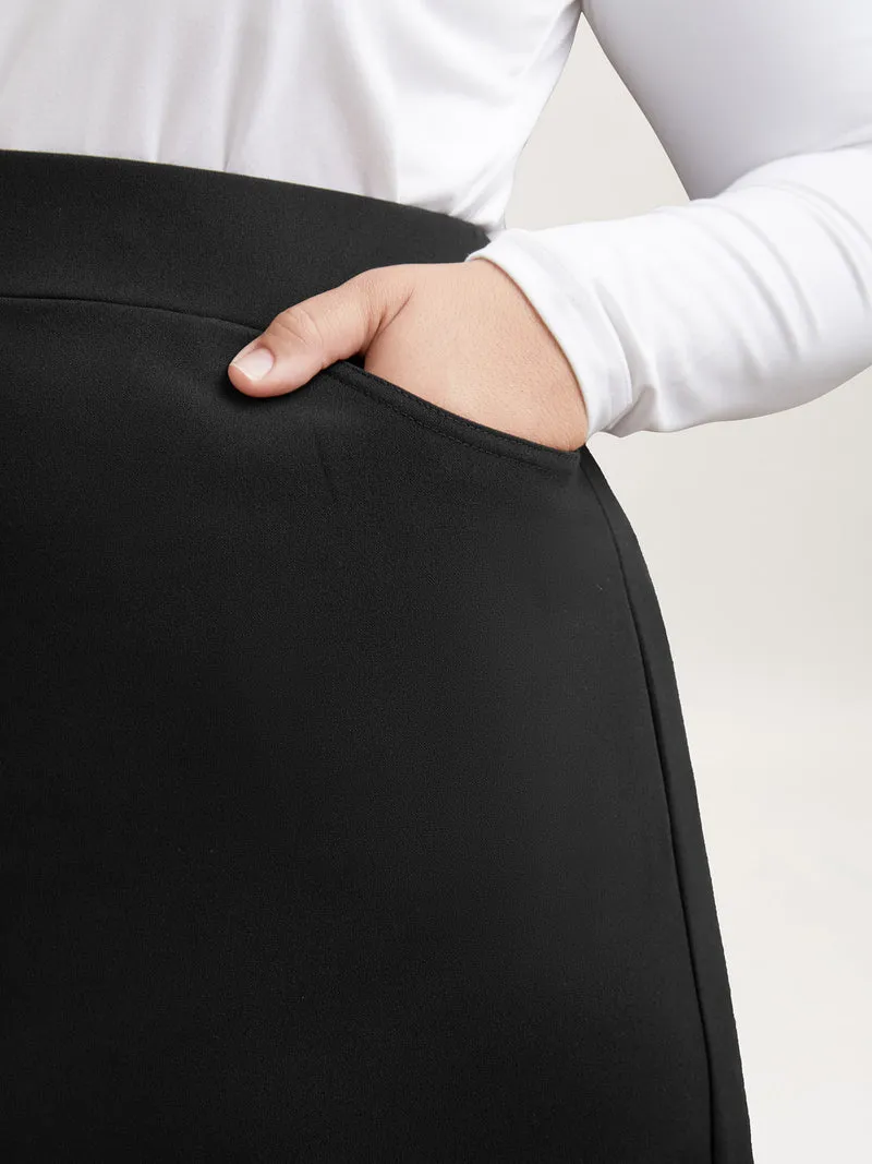 Laser Cut-Out Flared Midi Skirt