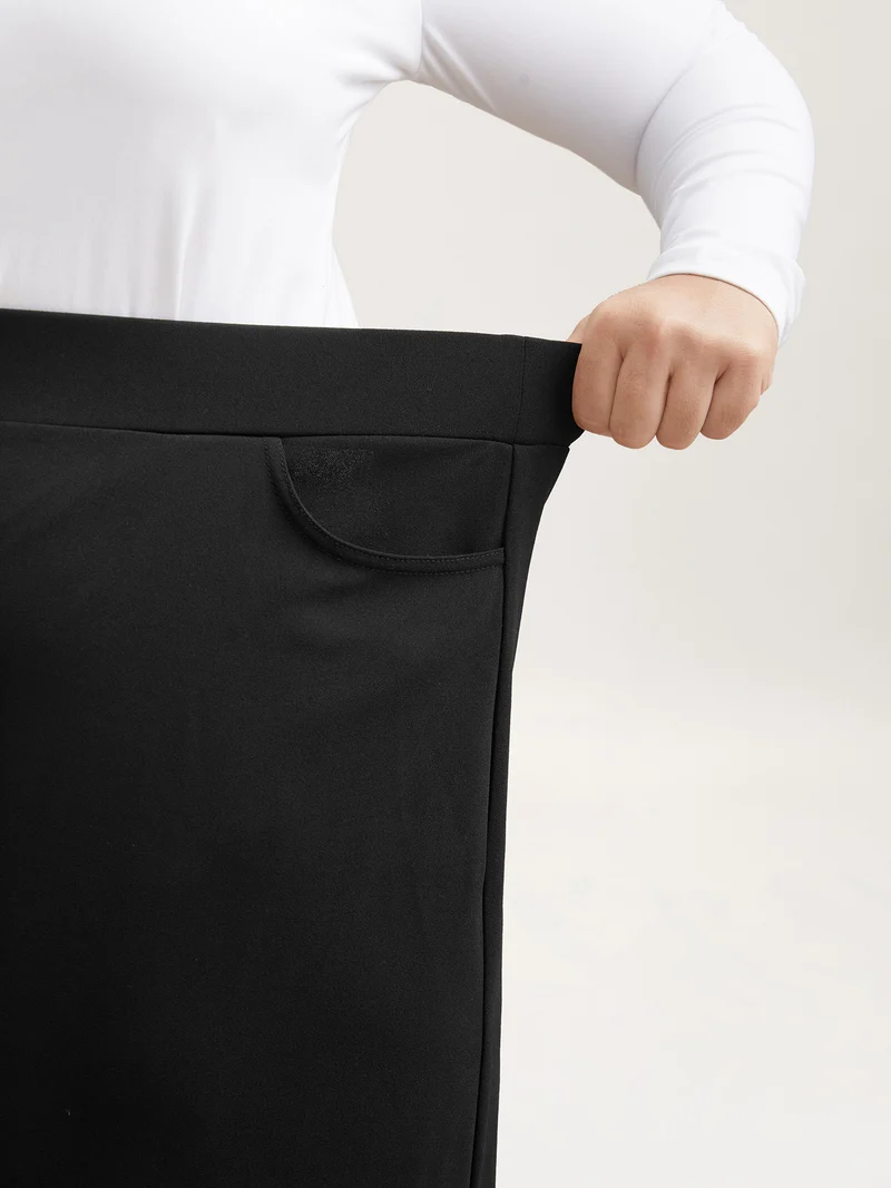 Laser Cut-Out Flared Midi Skirt
