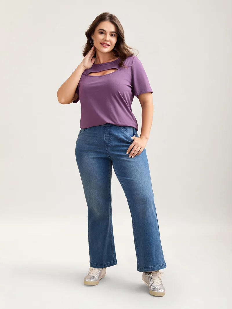 Cotton Flirty Cutout Curvy T-Shirt