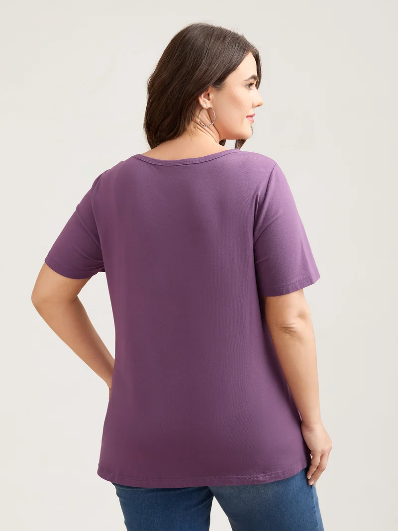 Cotton Flirty Cutout Curvy T-Shirt
