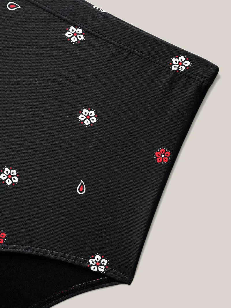 Boho Print Surplice Neck Swim Skirt