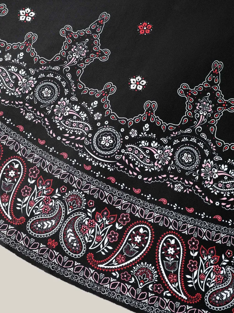 Boho Print Surplice Neck Swim Skirt