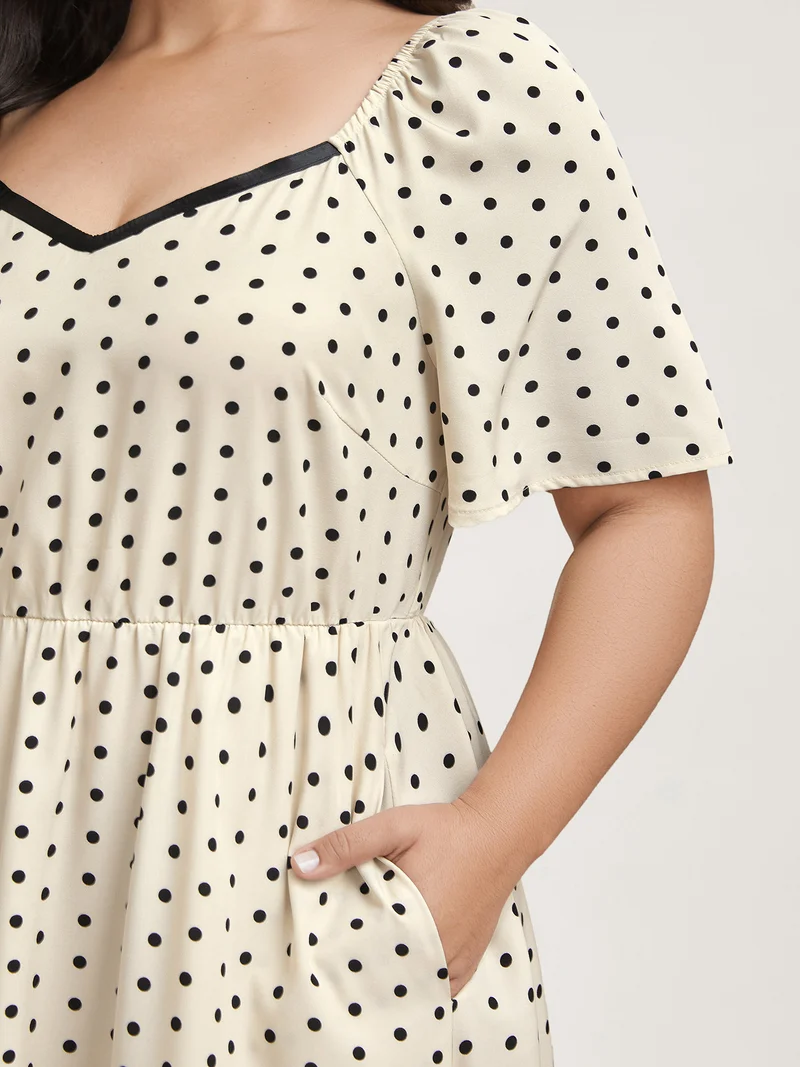 Dot Print Sweetheart Neck Tiered Maxi Dress