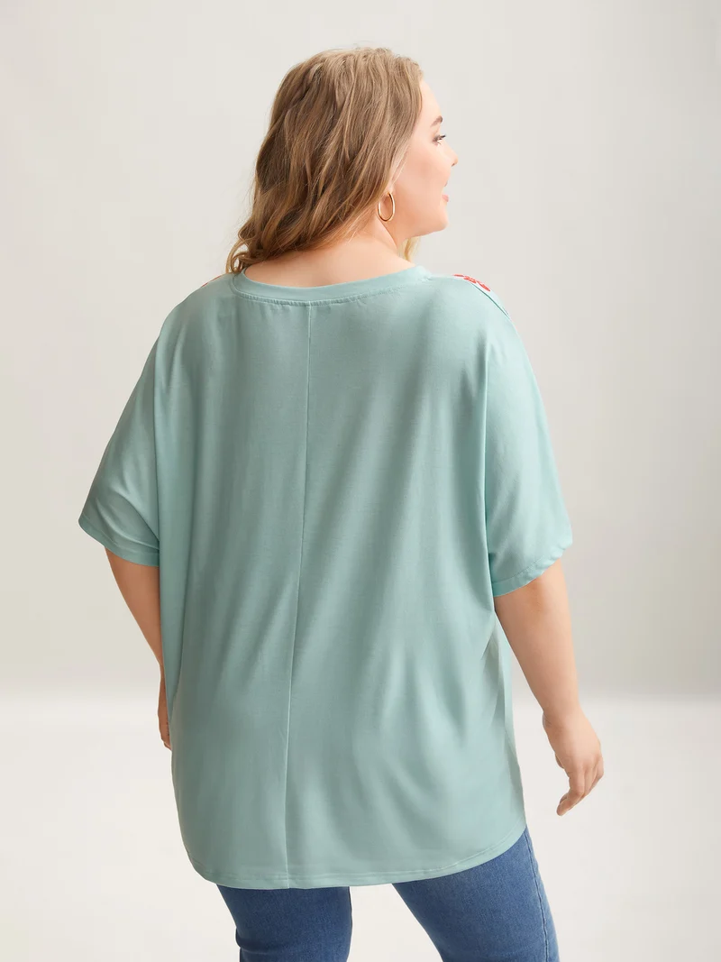 Boho Print Stretchy Half Sleeve T-Shirt