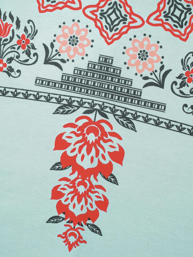 Boho Print Stretchy Half Sleeve T-Shirt