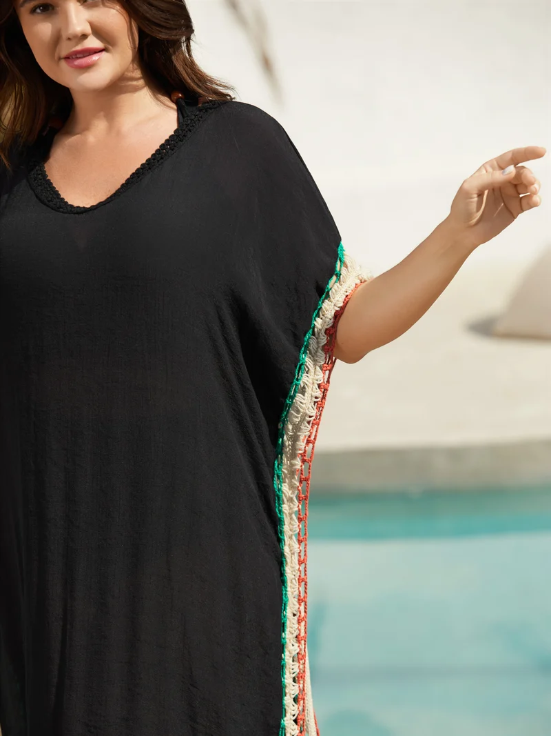 Color Contrast Cut-Out Swim Cover-Up