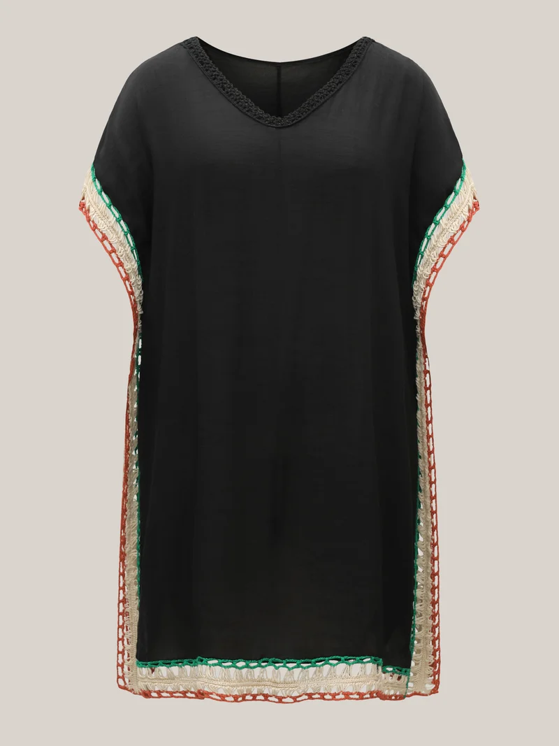 Color Contrast Cut-Out Swim Cover-Up