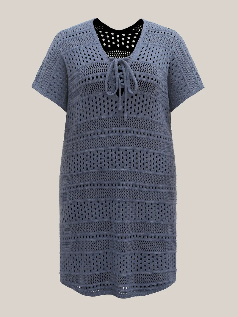 Cut-Out Tied Solid Swim Cover-Up