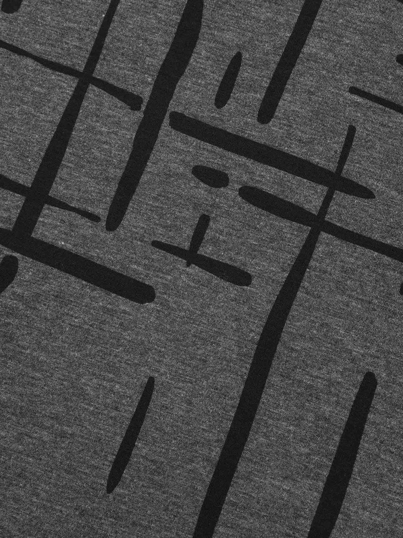 Geometric Print V-Neck Hi-Low Hem T-Shirt
