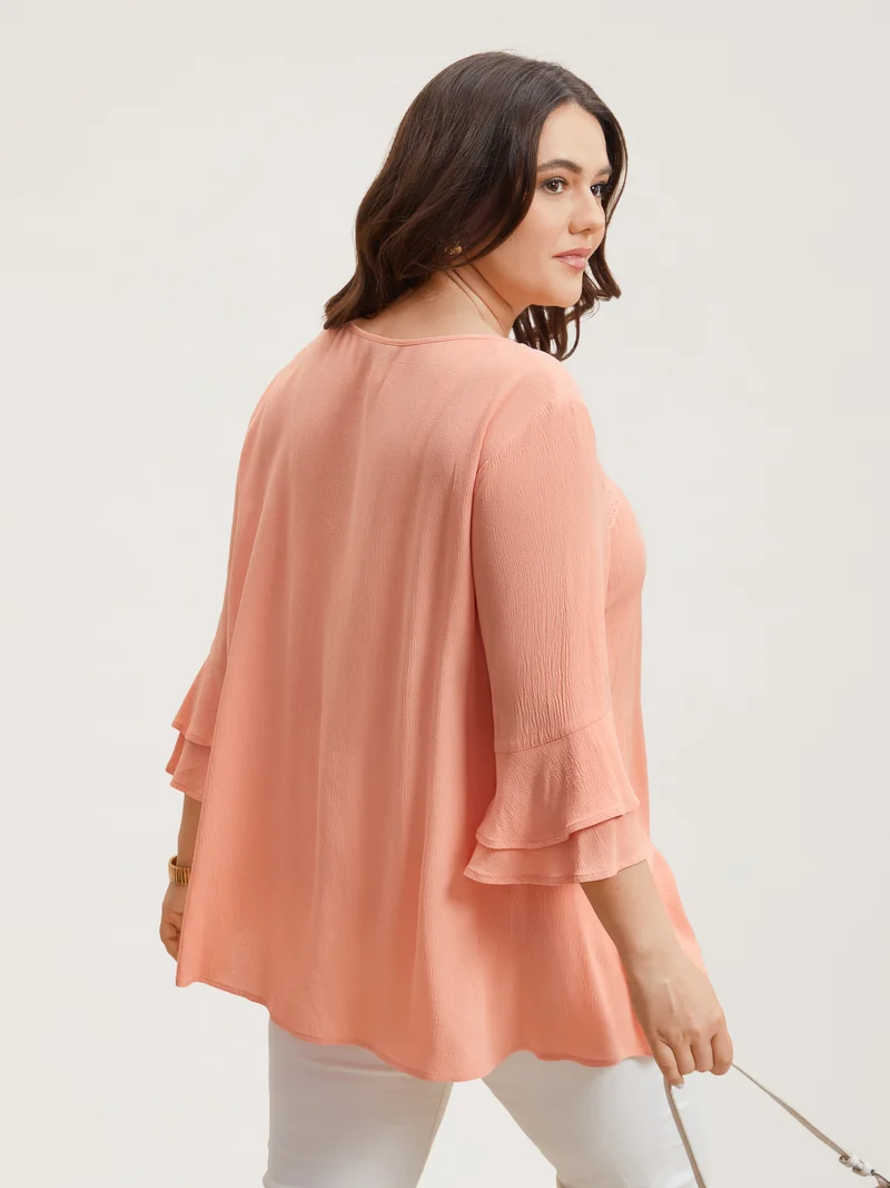 Lotus Leaf Edge Lace Spliced Shirt