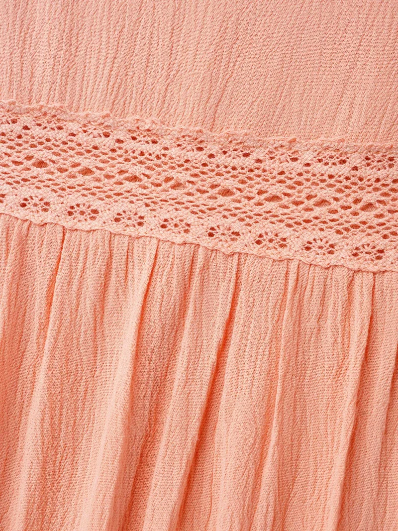 Lotus Leaf Edge Lace Spliced Shirt