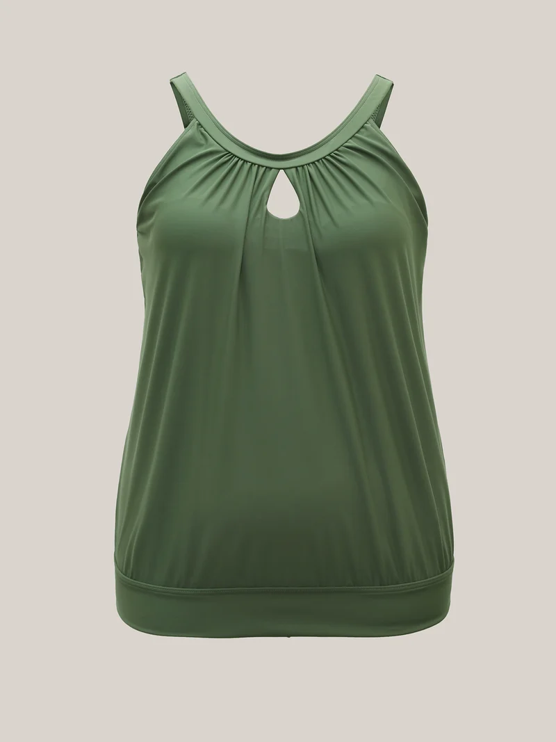 Pleated Non-Removable Cups Swim Top