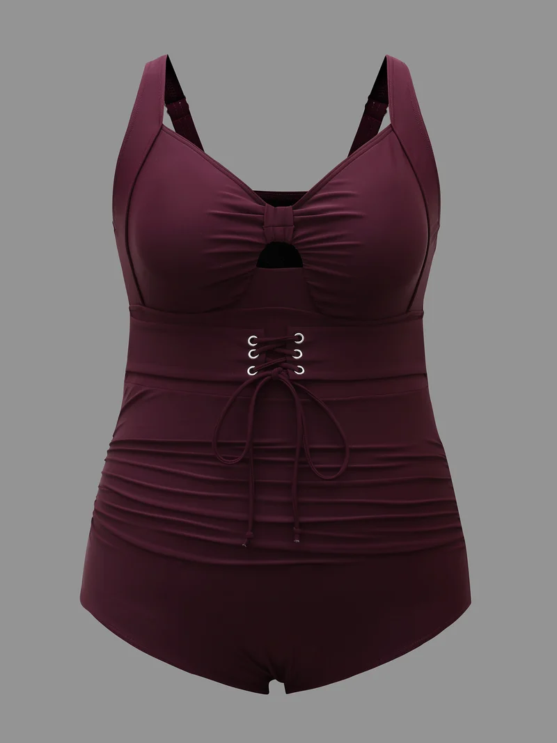 Waist-Tie Ruched Cut-Out One-Piece Swimsuit