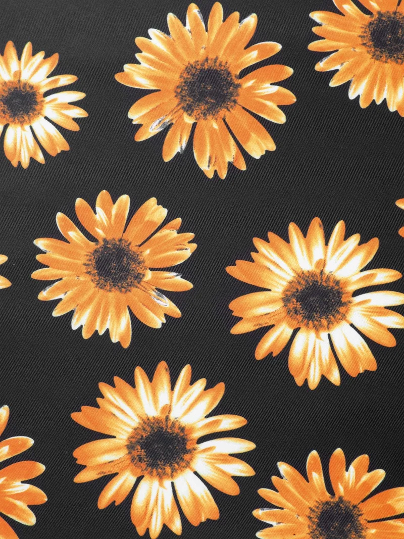Sunflower Pattern Mesh Contrast Swim Dress