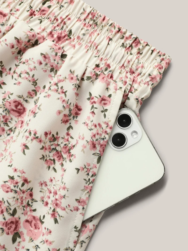Ditsy Floral Print Waist-Tie Midi Skirt