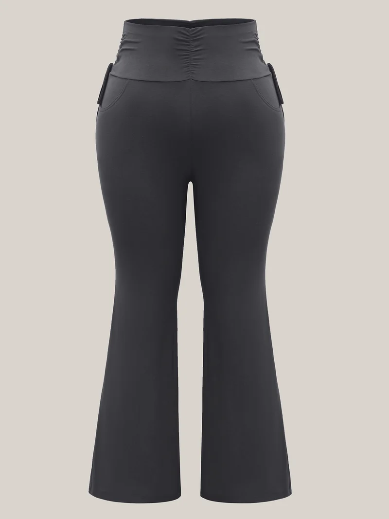 Ruched Drawstring Midi-Waist Tight Pants