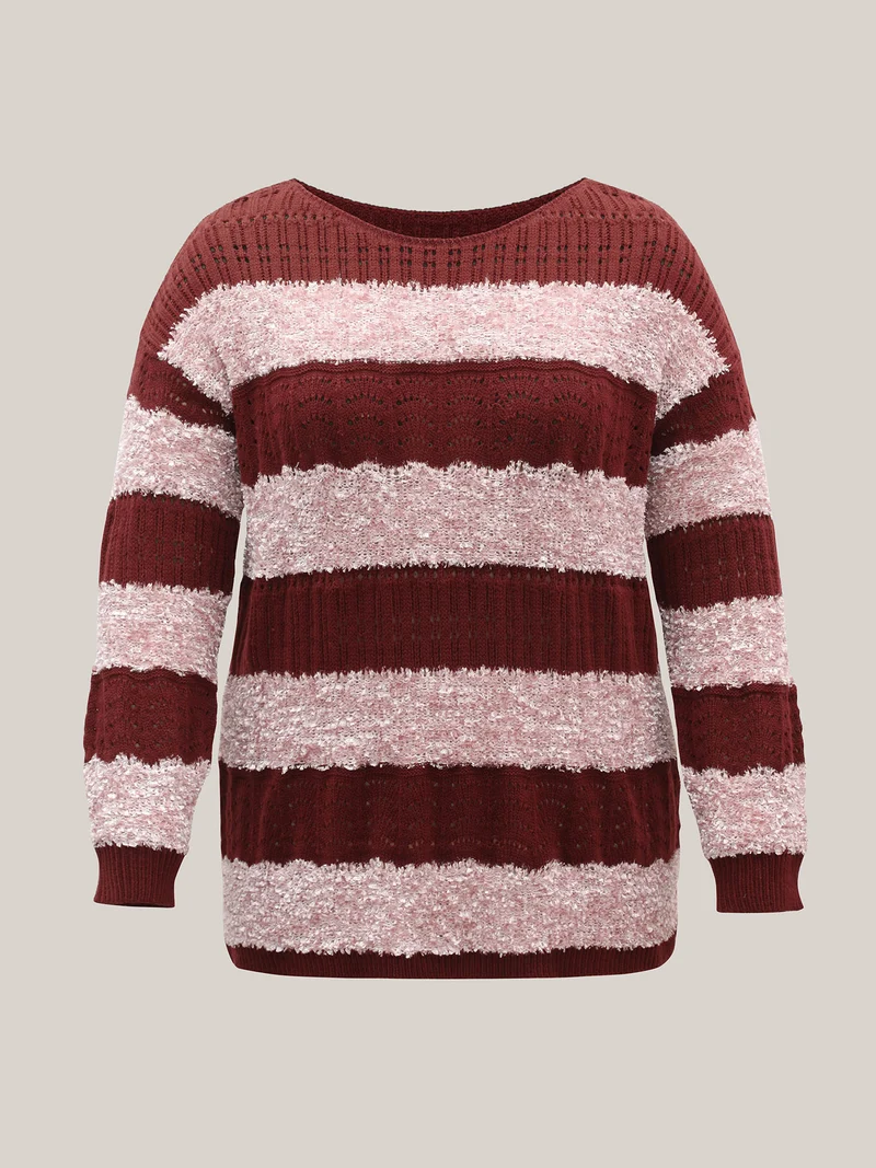 Striped Color-Block Textured Pullover