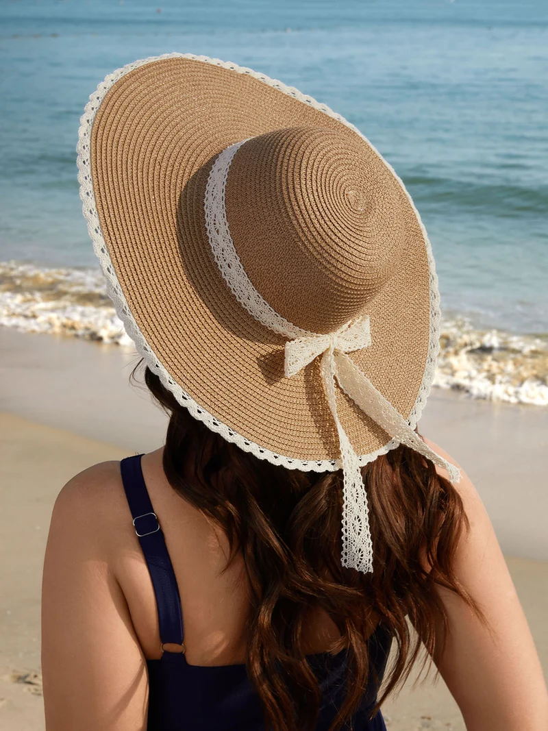 Bowknot Lace Curved Vacation Hat