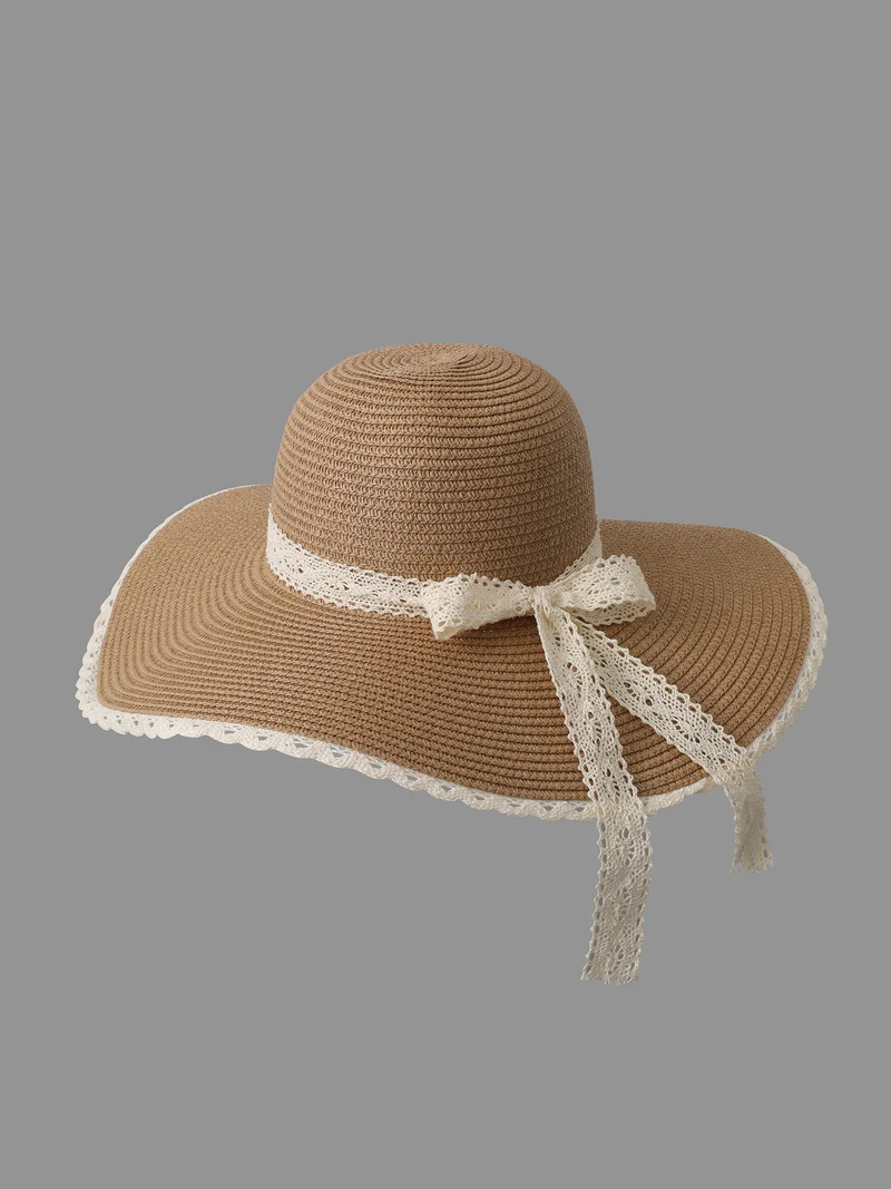 Bowknot Lace Curved Vacation Hat