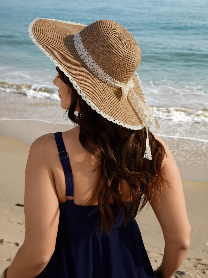 Bowknot Lace Curved Vacation Hat