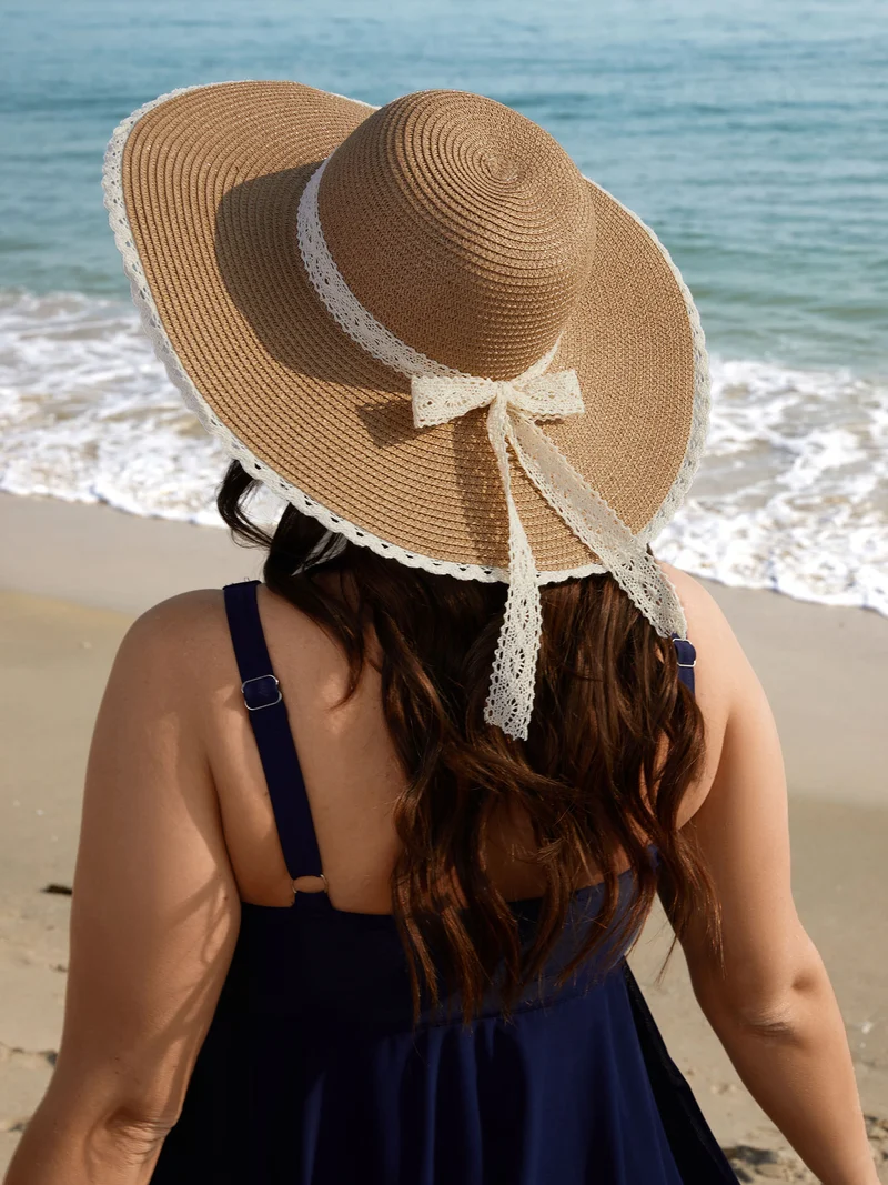 Bowknot Lace Curved Vacation Hat