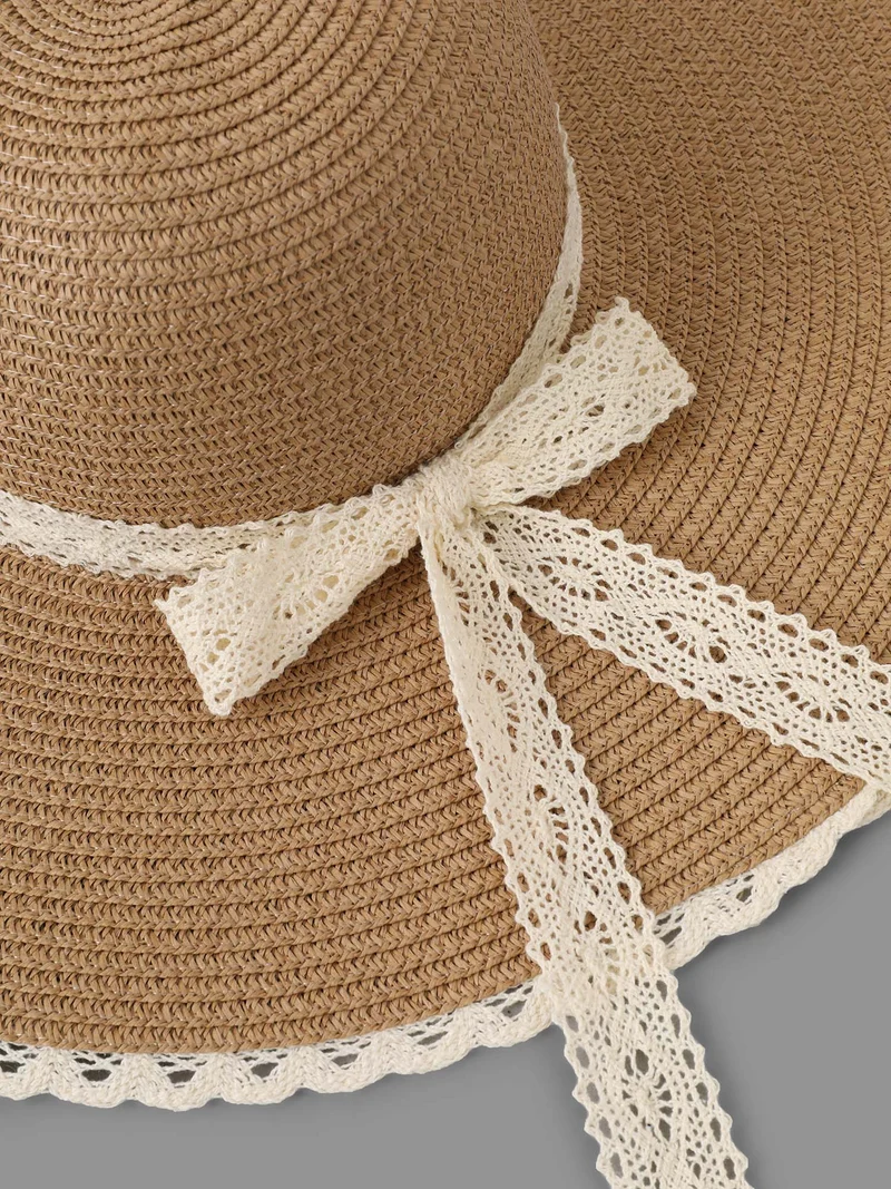 Bowknot Lace Curved Vacation Hat
