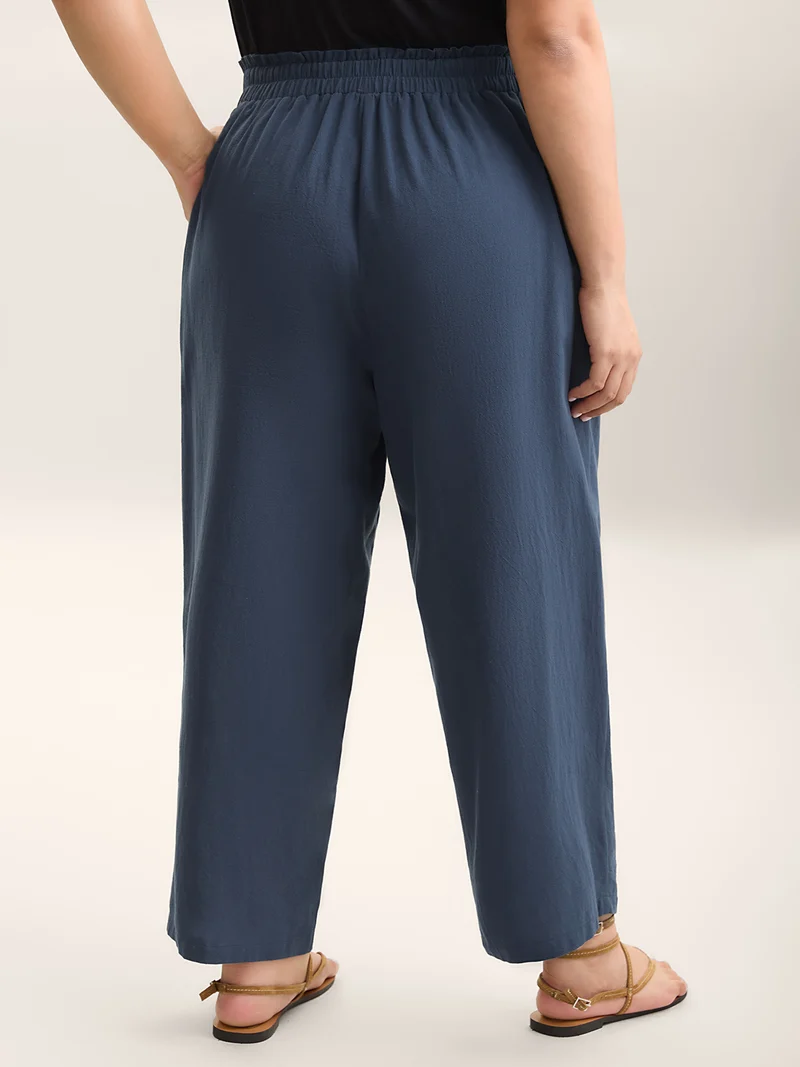 Buckle Buttons Straight-Leg Pull On Pants