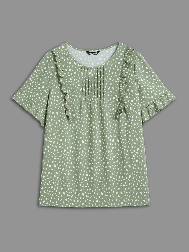 Ruffled Edges Pleated Floral Shirt