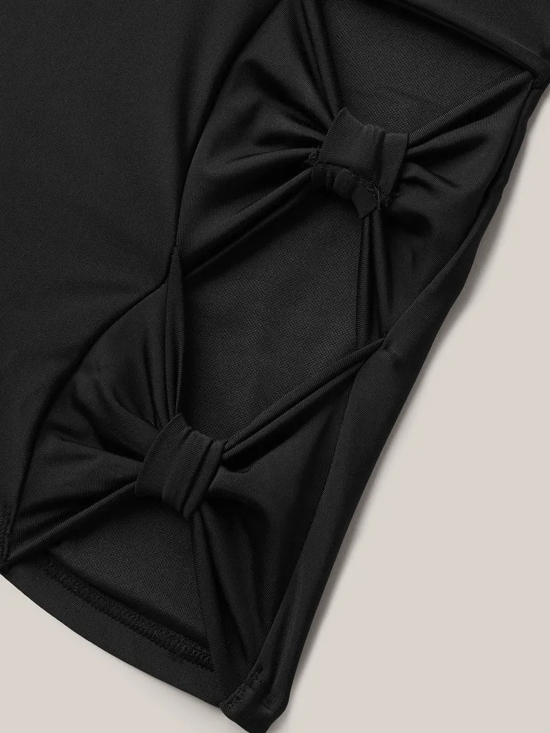 Bow Cut-Out Pockets Tight Swim Bottoms
