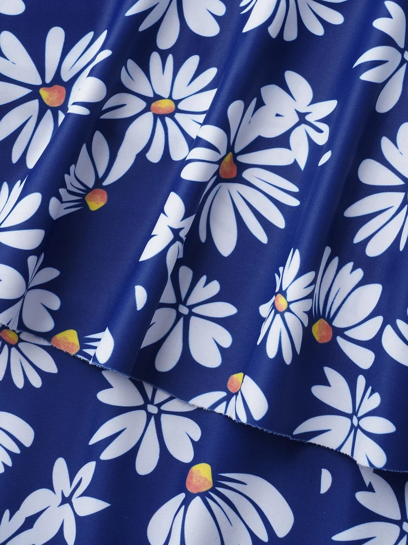Floral Print Cold-Shoulder Swim Dress