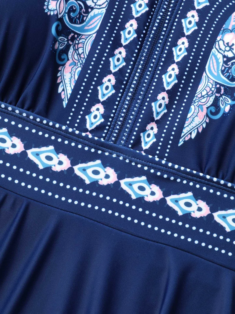 Boho Print Halter Neck Swim Dress
