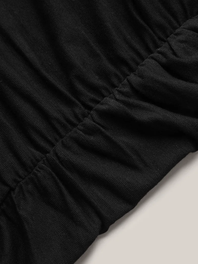 Stretchy Ruched Fitted Long T-Shirt