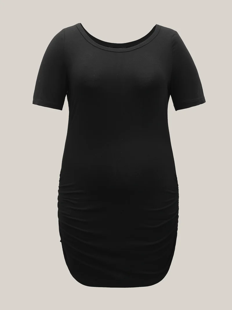 Stretchy Ruched Fitted Long T-Shirt