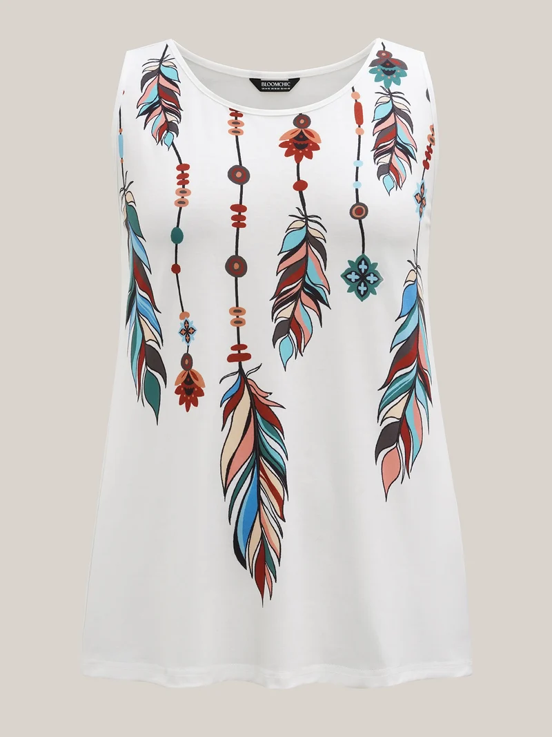 Multi-Color Feather Print Stretchy Vest