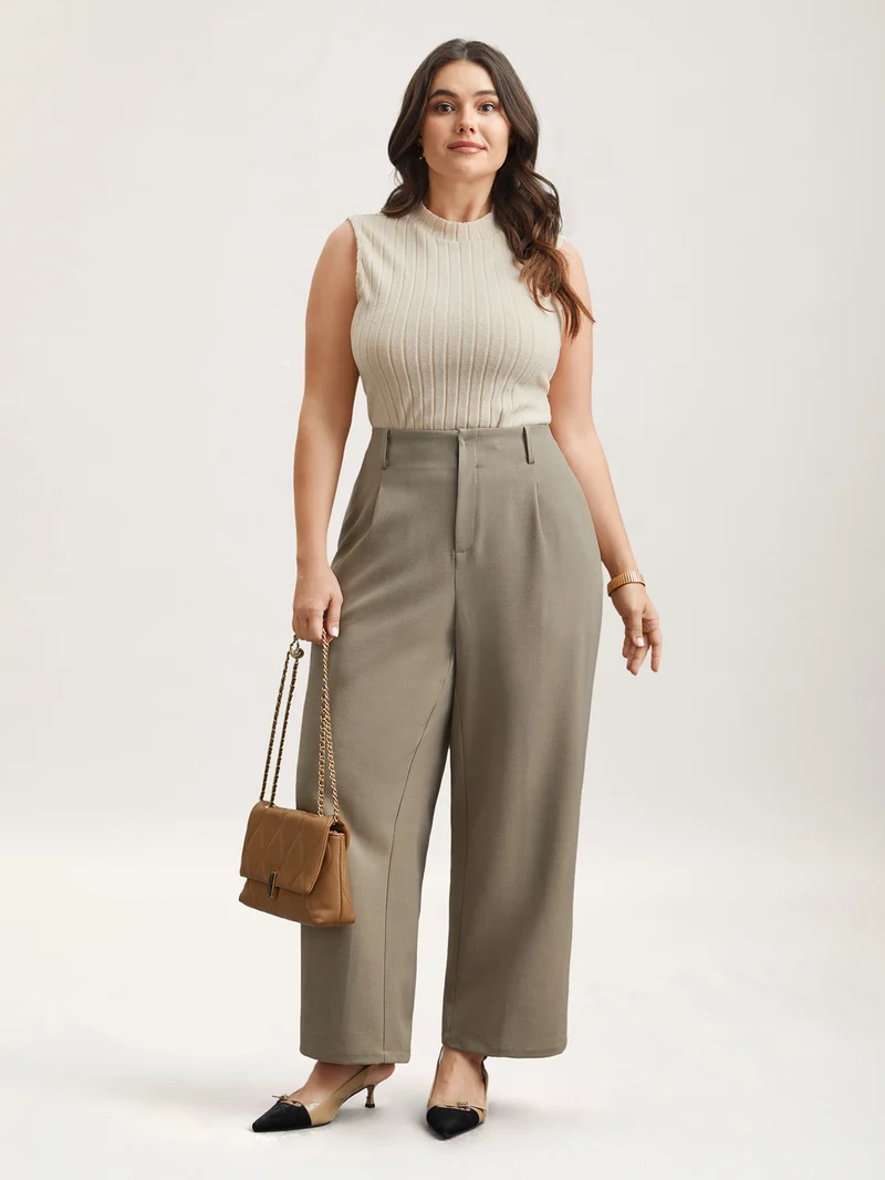 Pleated Straight-Leg Pants
