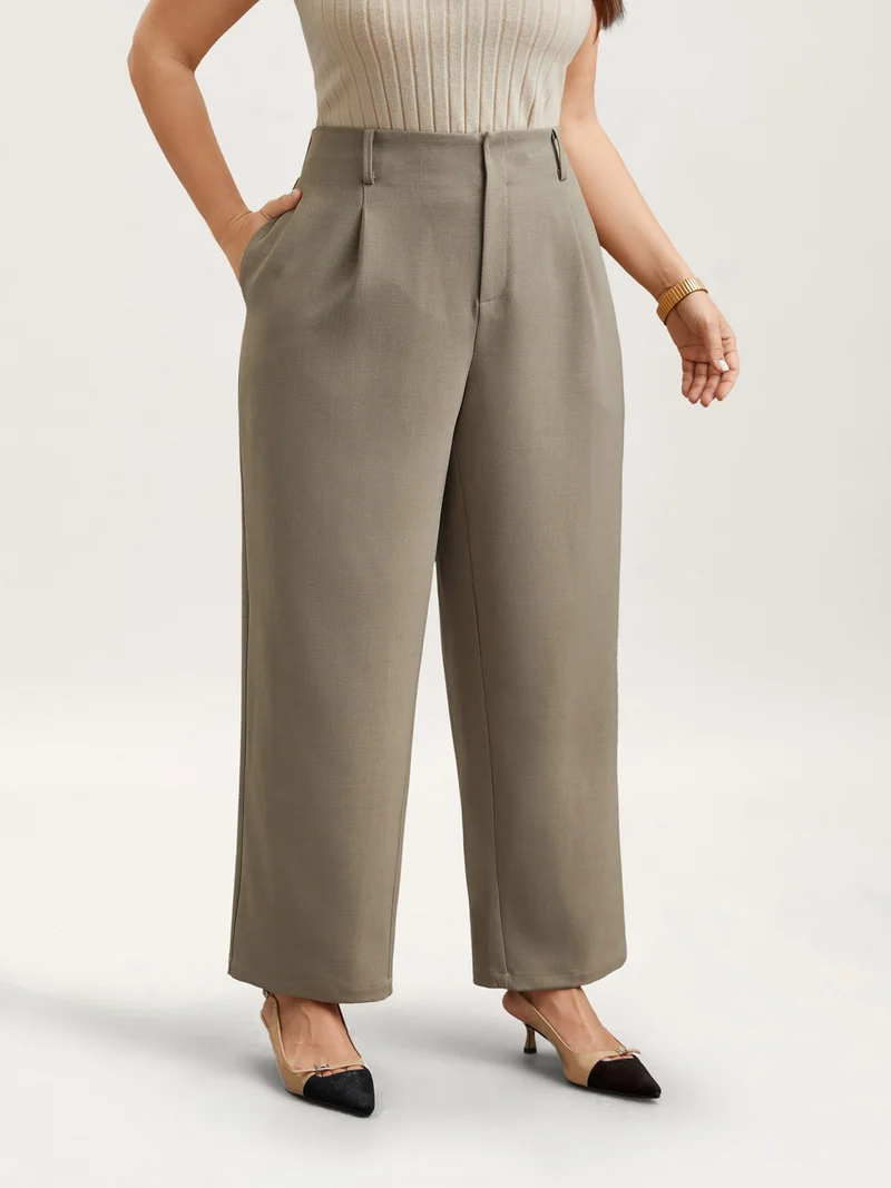 Pleated Straight-Leg Pants